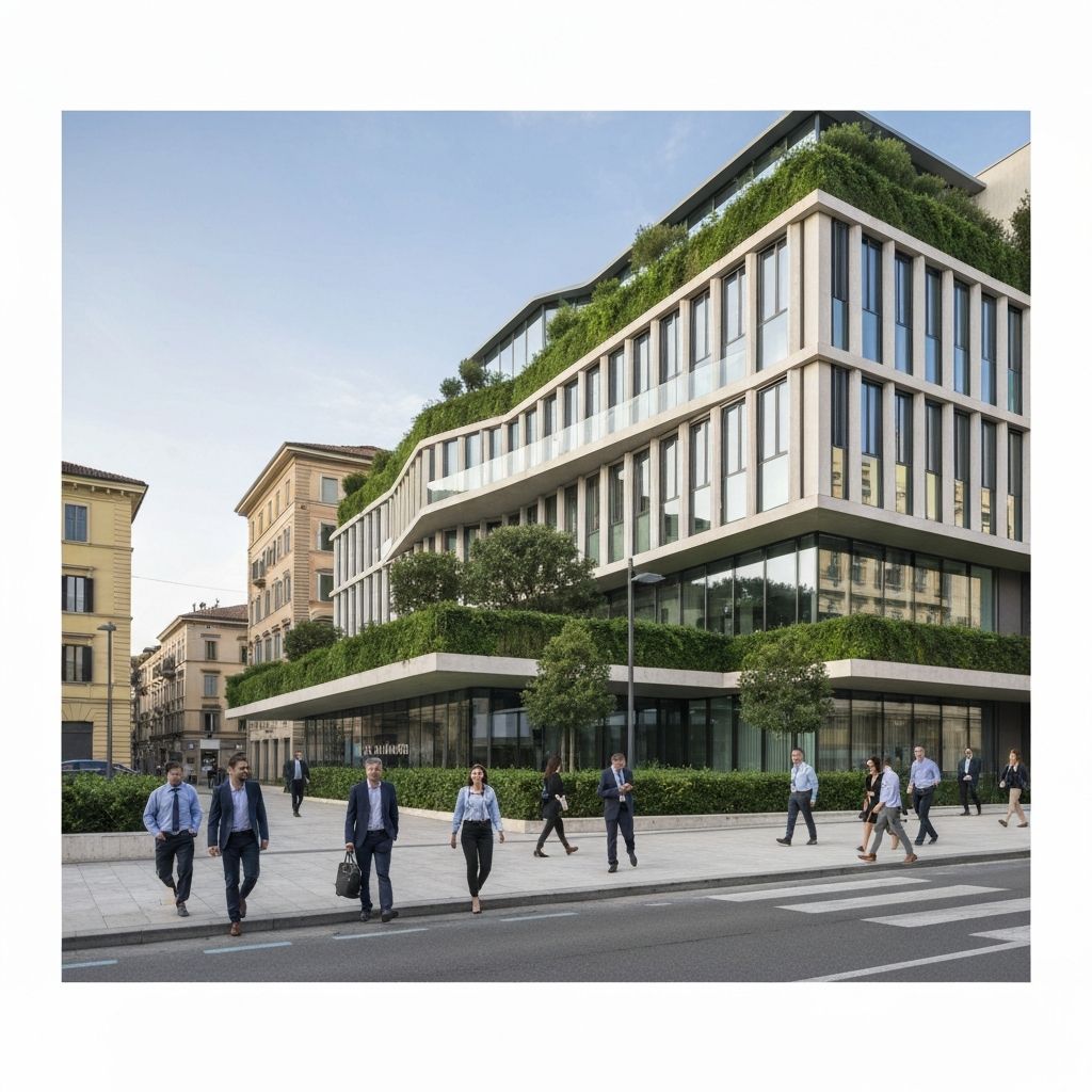 Edificio aziendale moderno in ambiente urbano